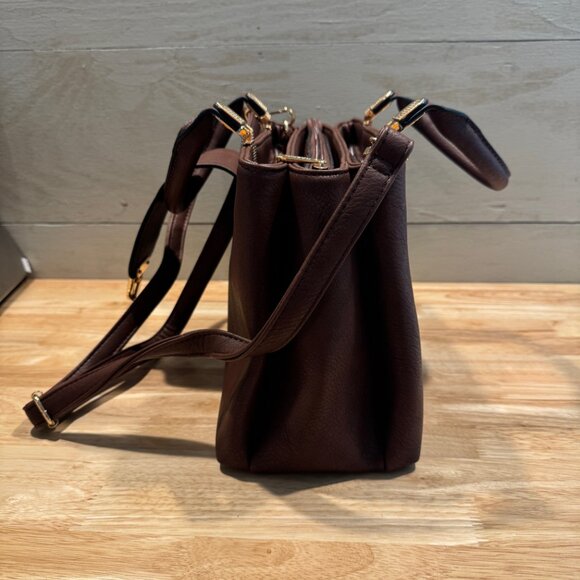 NWOT Women's Dasein Brown Vegan Leather Crossbody / Satchel bag Adjustable Strap - Picture 5 of 14